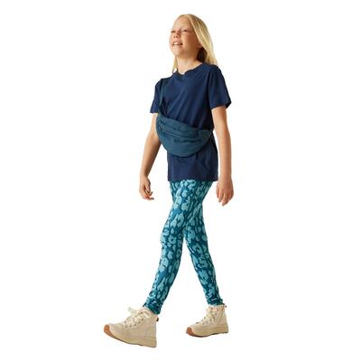 Meisjes barlia legging met luipaardprint (stormblauw/noordsblauw)
