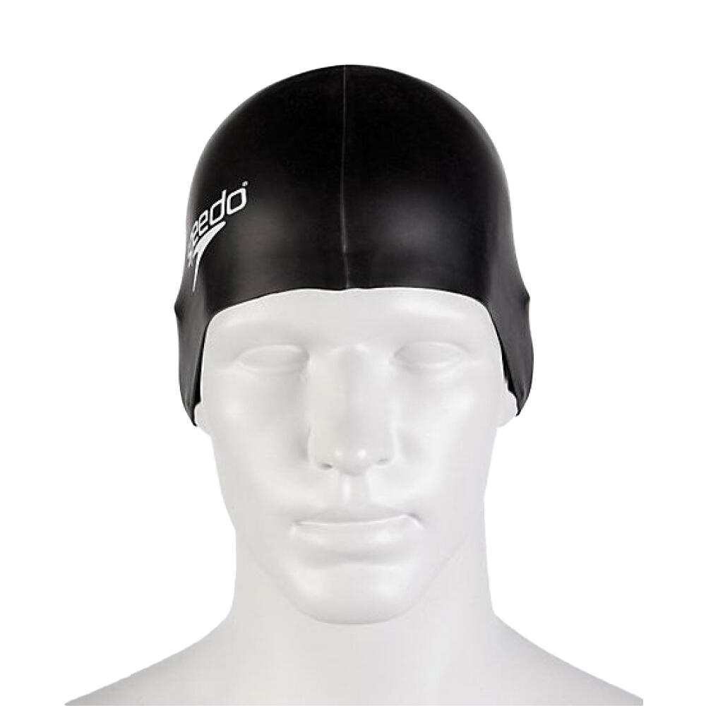 Plain Flat Silicone Swimming Cap (Black)