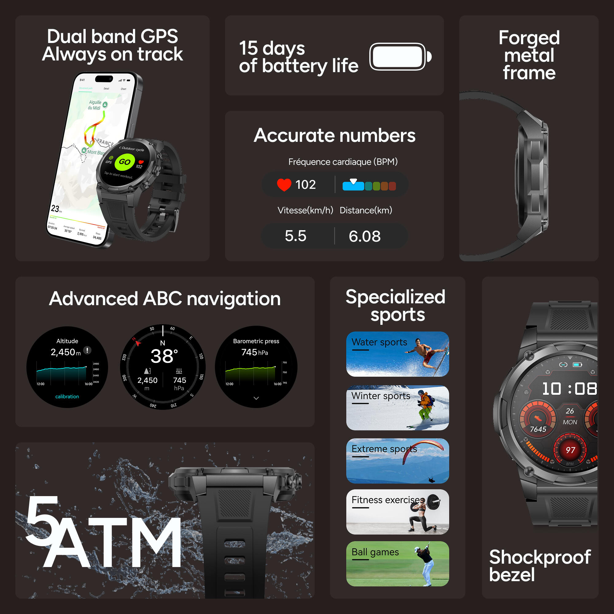 KSIX Explorer 2 Smartwatch mit Dualband-GPS 2/10