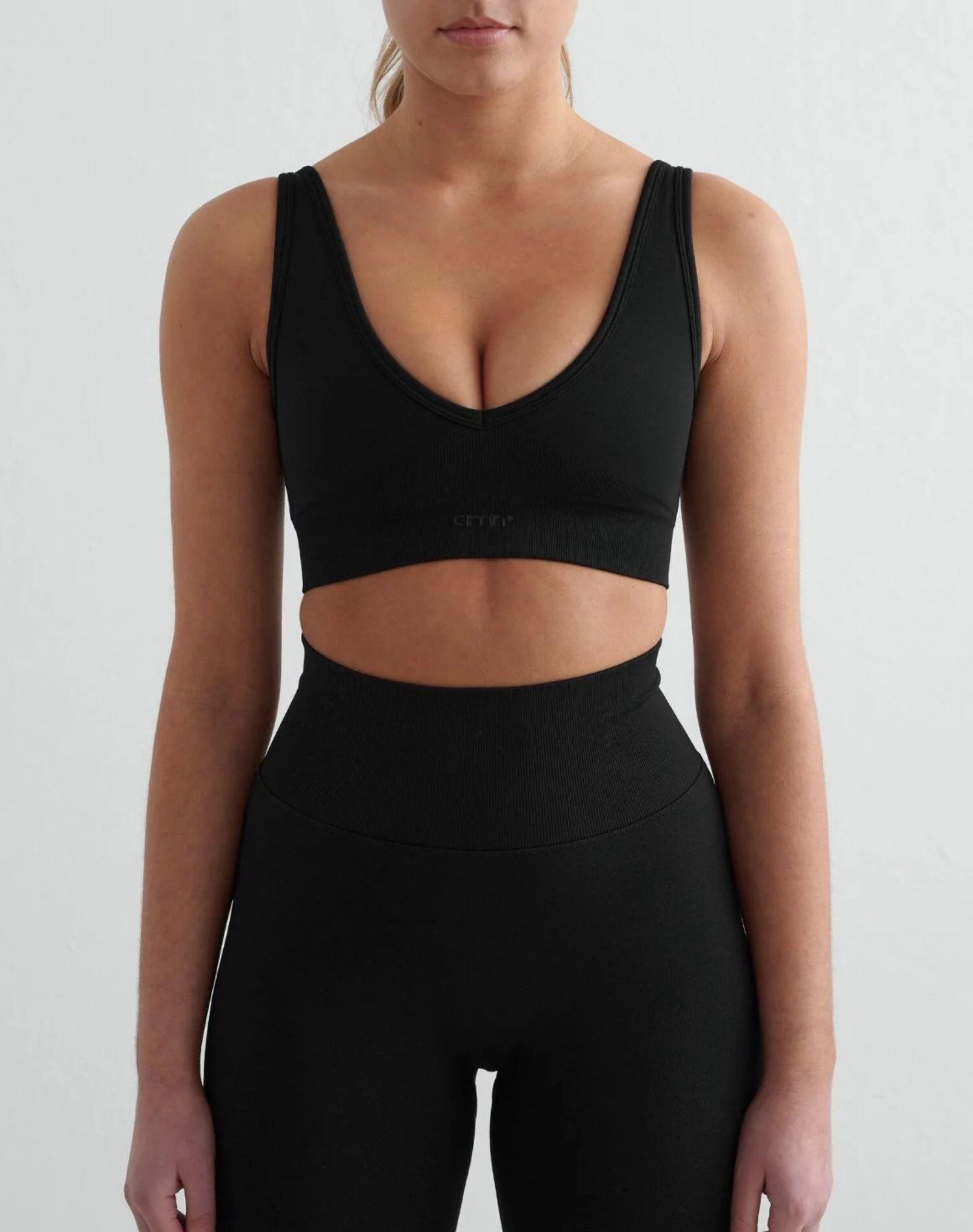 Damski biustonosz sportowy, lekkie wsparcie Shape Seamless Deep Cut czarny