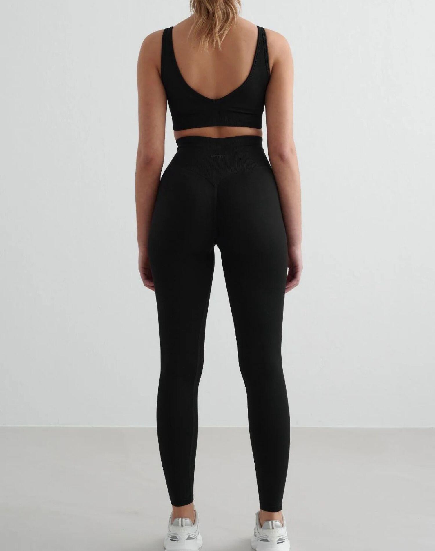 Mujer Sujetador Deportivo Escote profundo Sin Costura Negro 4/7