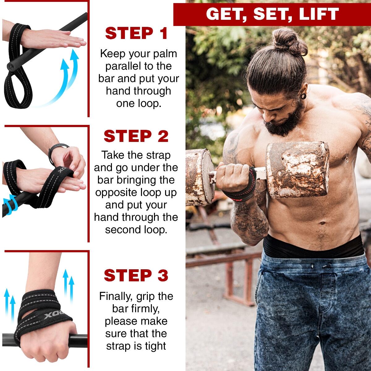 RDX Gym Lifting Cotton Straps 9/10