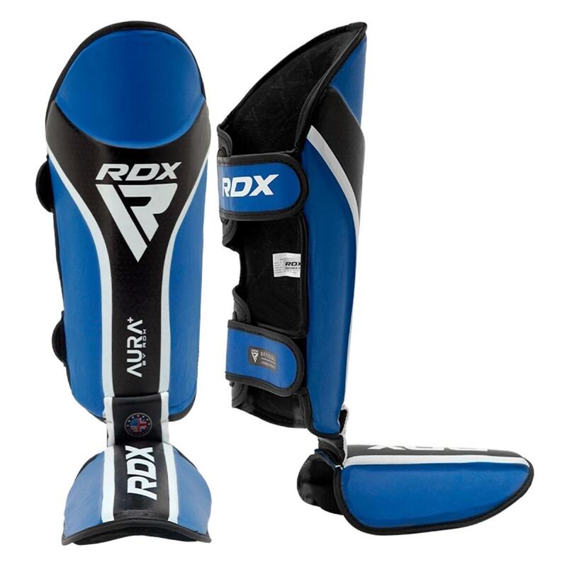 RDX Aura Plus T-17 protecții pentru tibie și instep, Albastru/Negru, S
