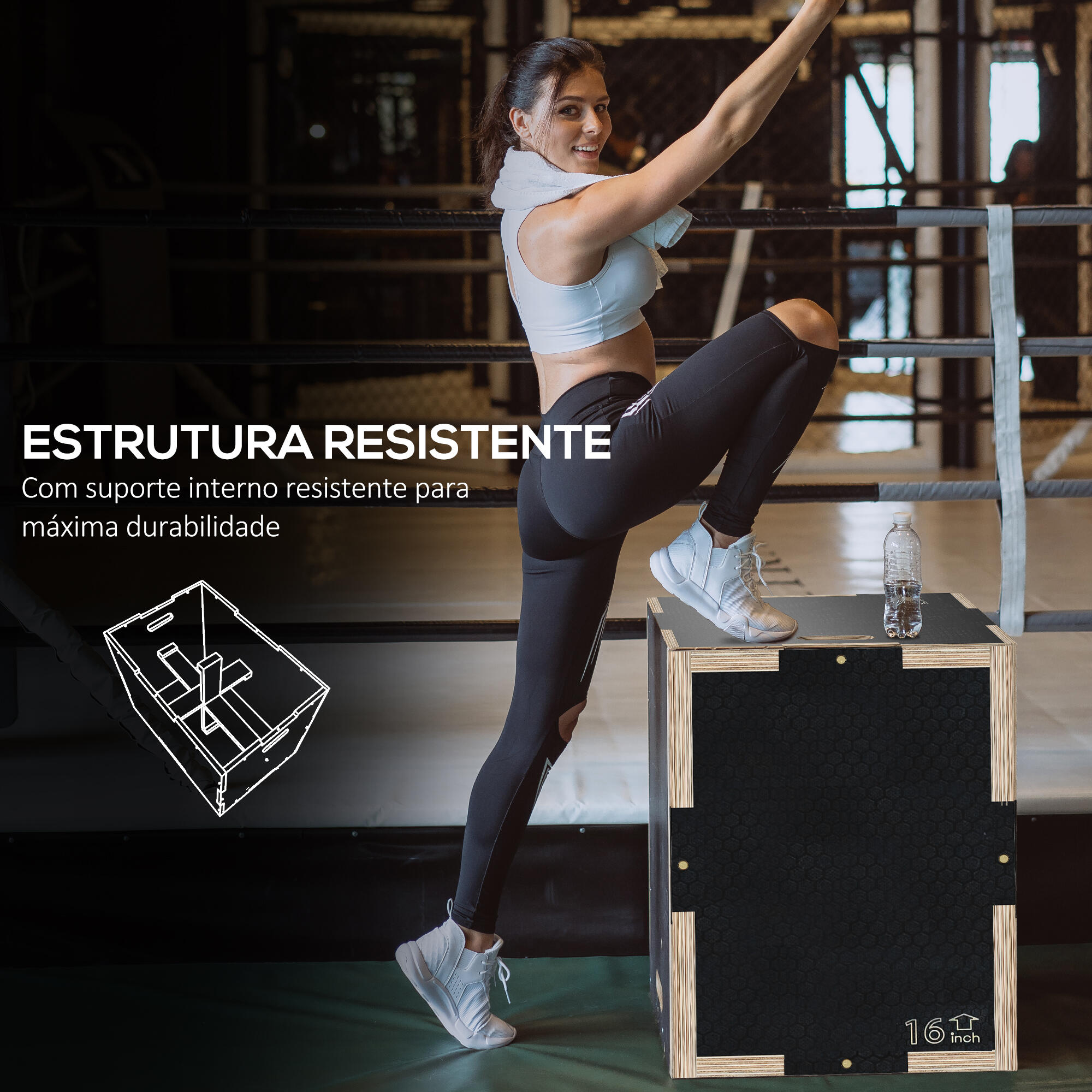 Cajón Pliométrico SPORTNOW 40.5x35.5x30.5 cm Negro 6/8