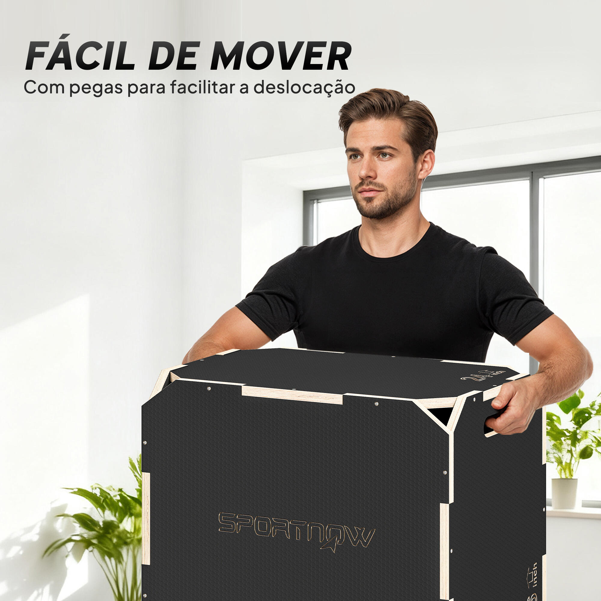 Caixa pliométrica 61x51x40,5 cm preto SPORTNOW 7/7