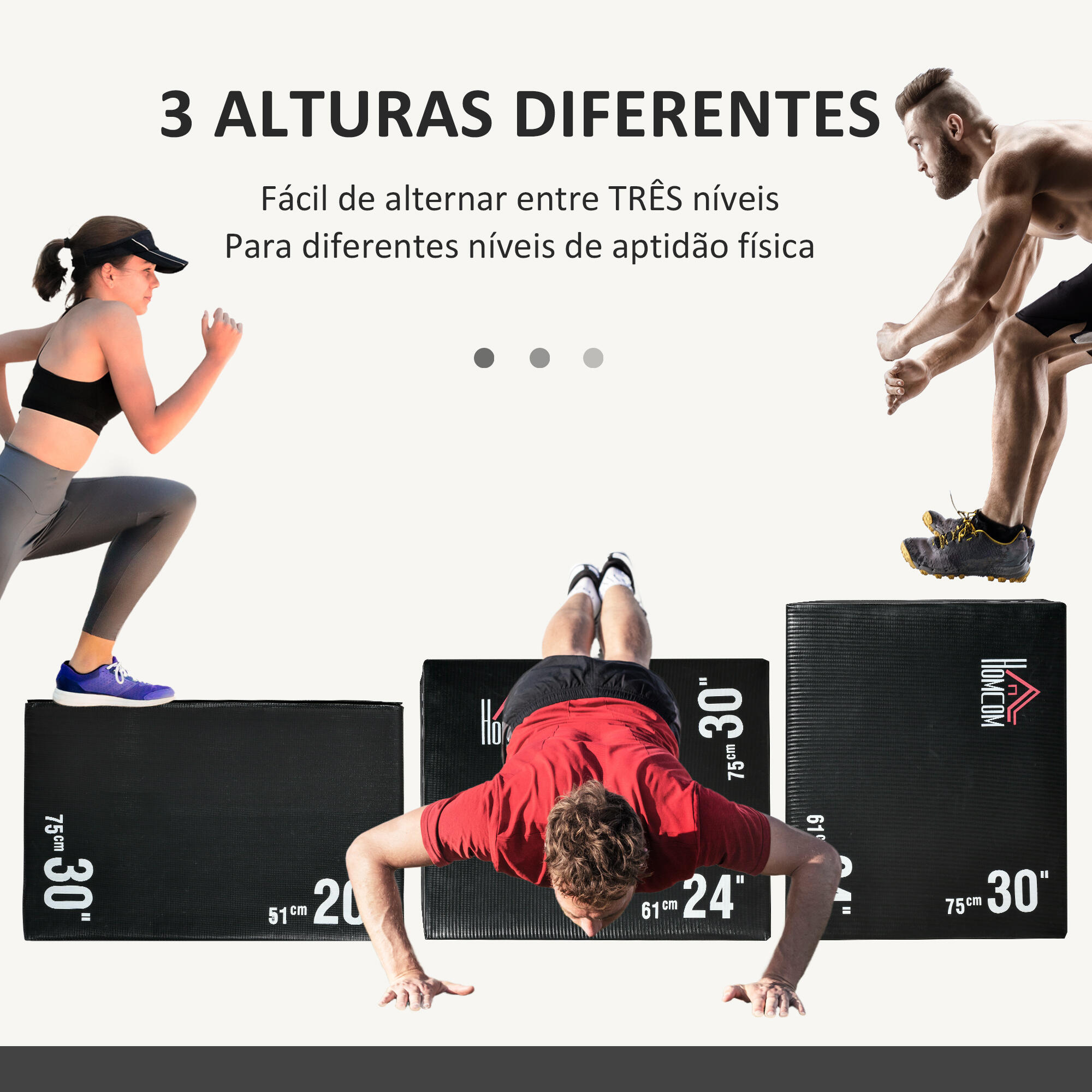 Caixa pliometria HOMCOM 75x51x61 cm preto 6/7