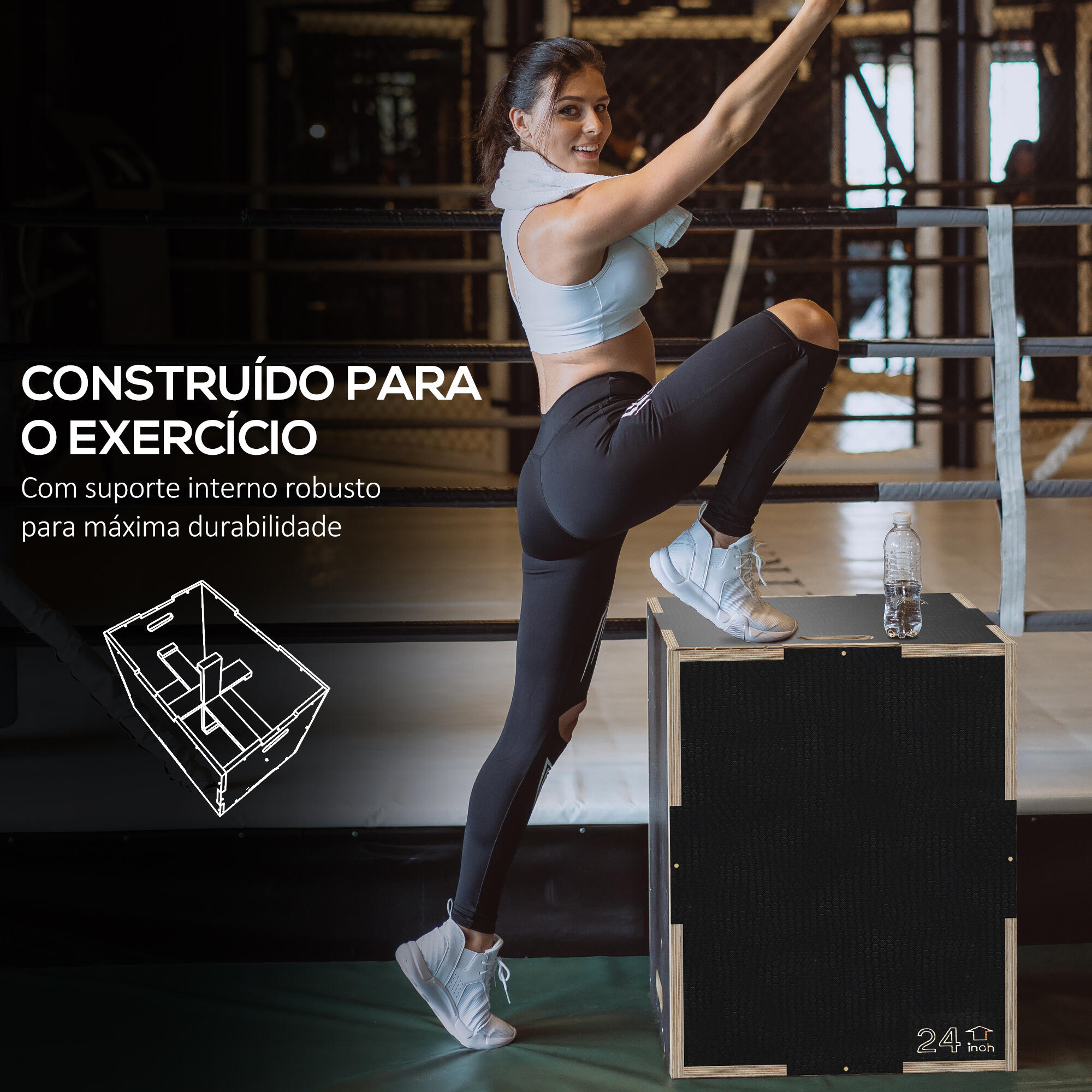 Cajón Pliométrico SPORTNOW 61x51x41 cm Negro 6/8