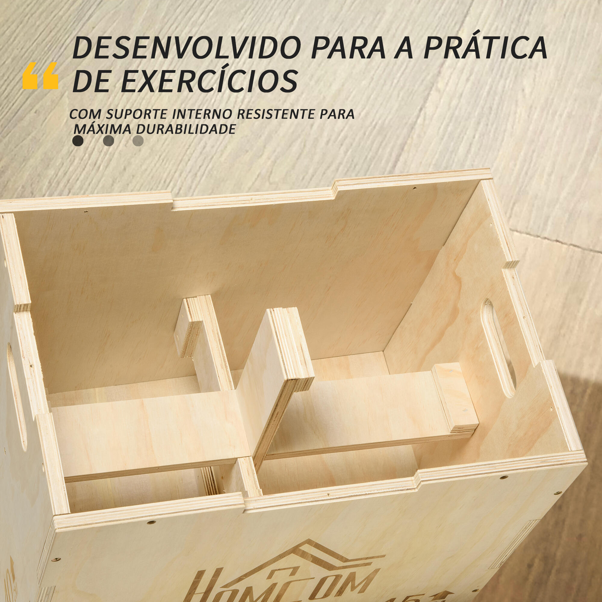 Cajón Pliométrico HOMCOM 45x40x60 cm Madera Natural 6/7