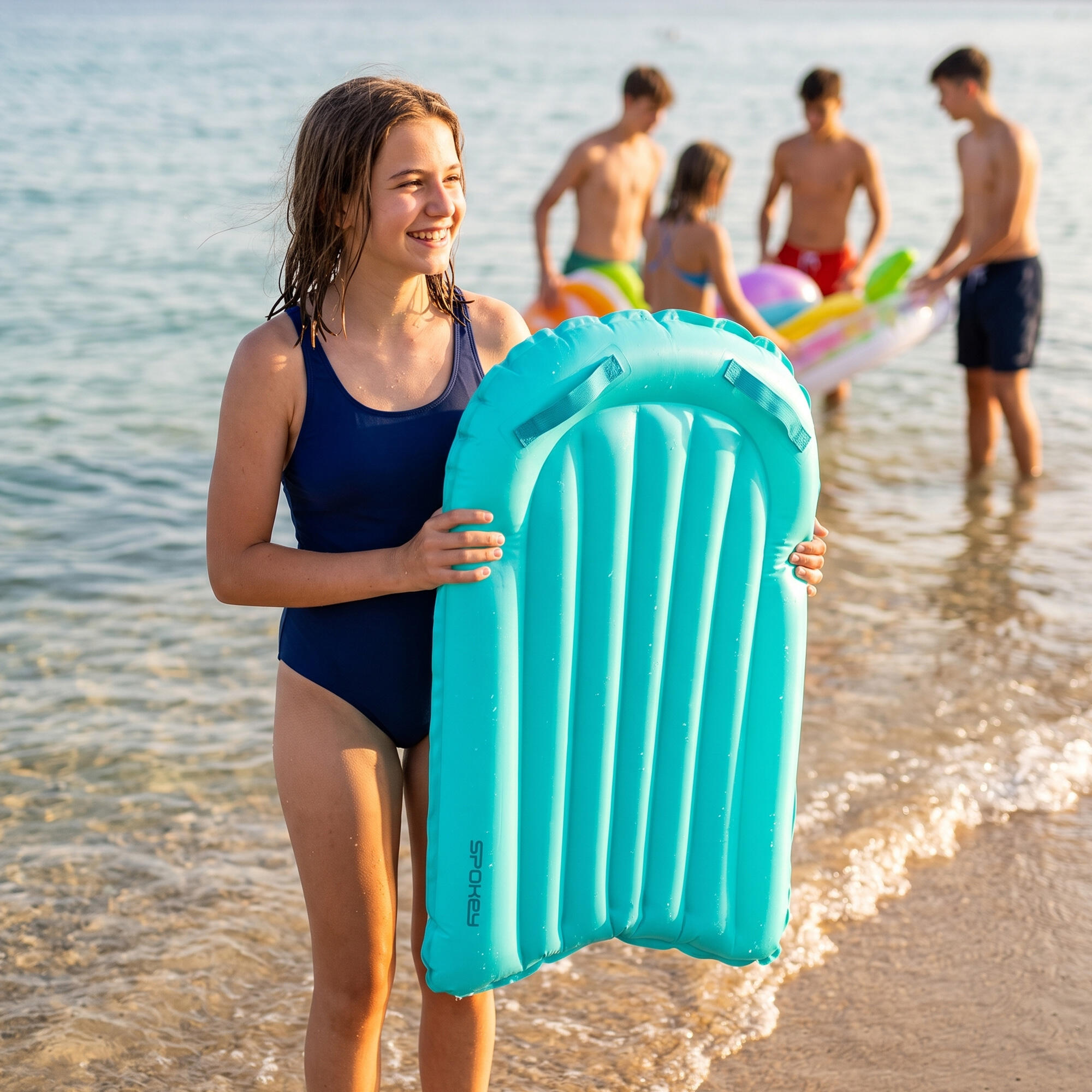 Deska do pływania dmuchana z uchwytami surfing Spokey Bodyboard 2/7
