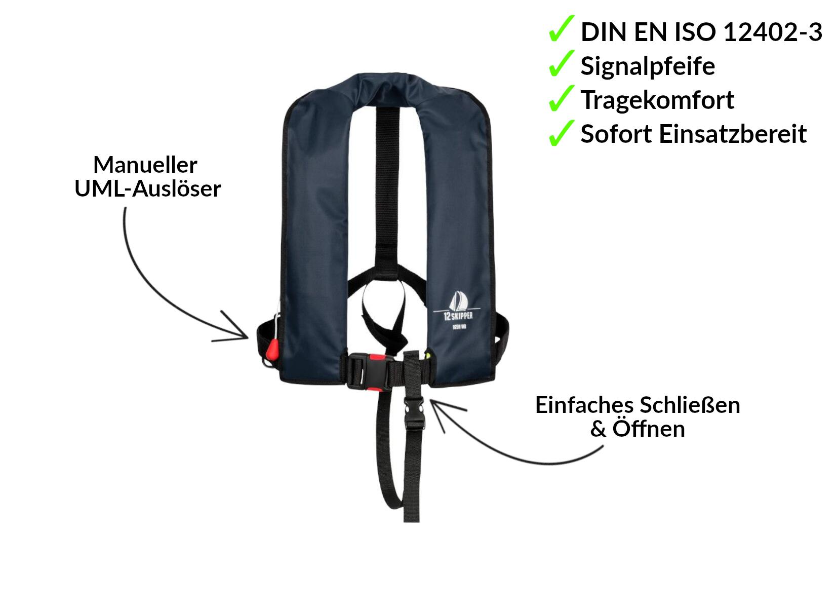 2er-Set  Automatik-Rettungsweste 165N ISO, marineblau inkl. 2 Wartungskits 5/7