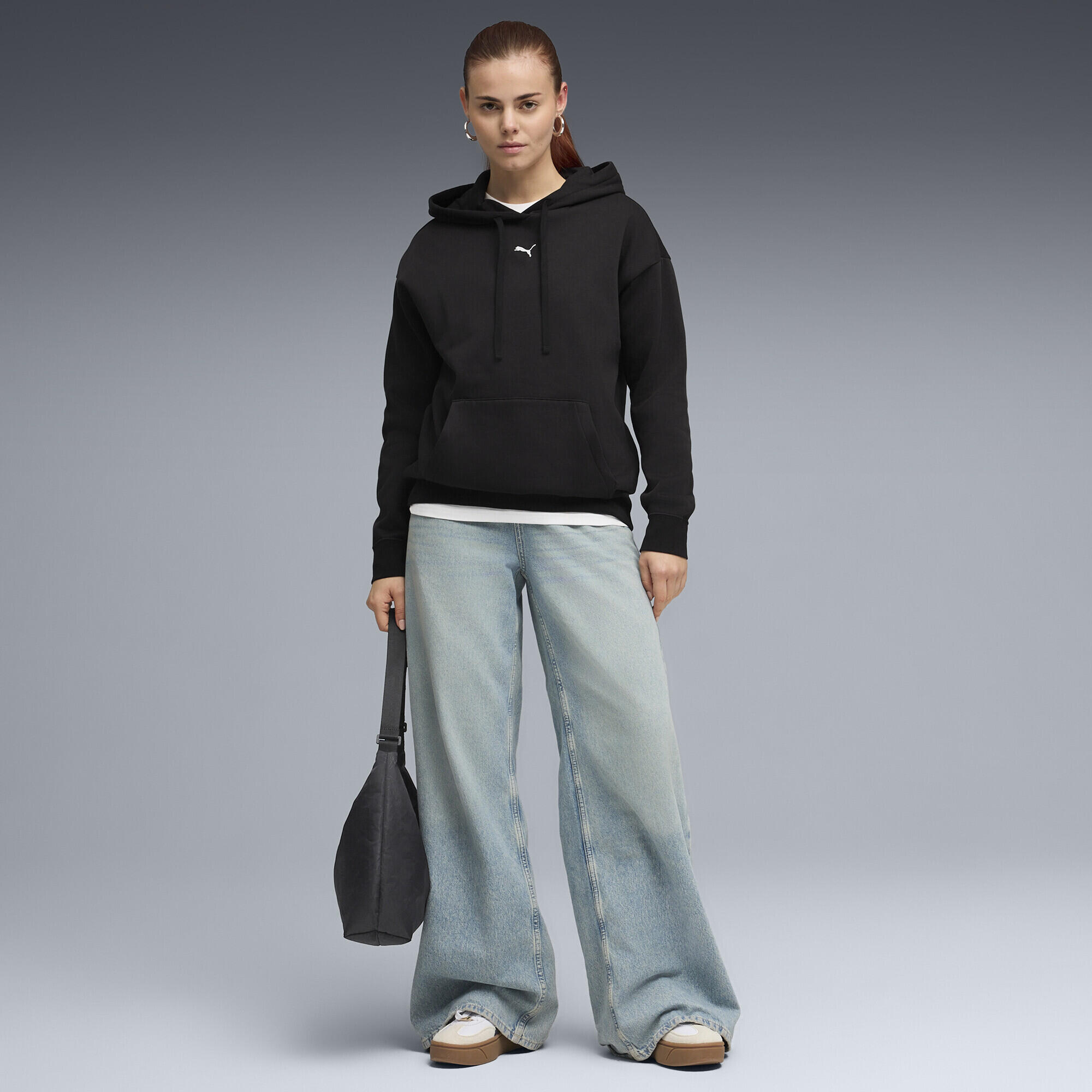 PUMA ESS Centered Cat Logo Relaxed Hoodie femme, coton, capuche ajustable 4/5