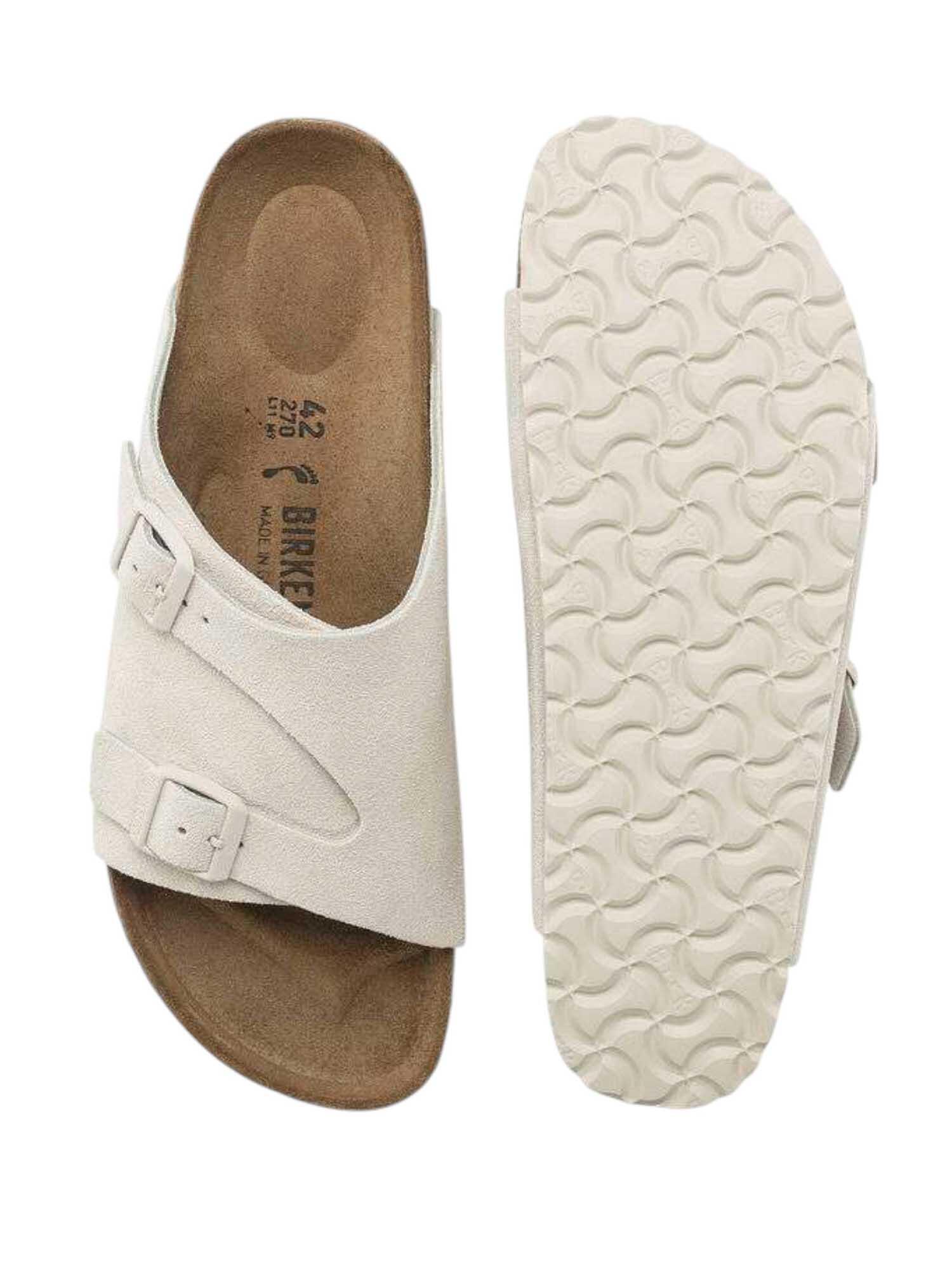 Ciabatte BIRKENSTOCK ZURICH ANTIQUE WHITE SUEDE 3/4