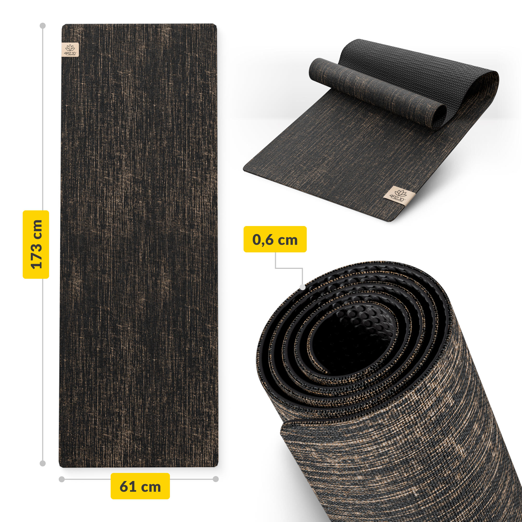 Jute Yogamatte 6mm rutschfeste Trainingsmatte Gymnastik 4FIZJO 6/7