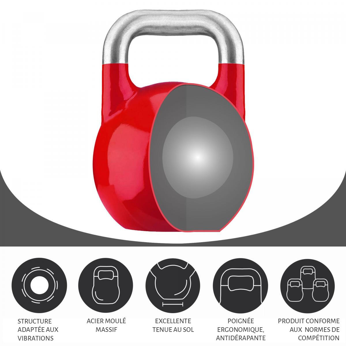 KETTLEBELL DE COMPÉTITION | MUSCULATION | POIDS AU CHOIX DE 8KG À 40KG 4/7