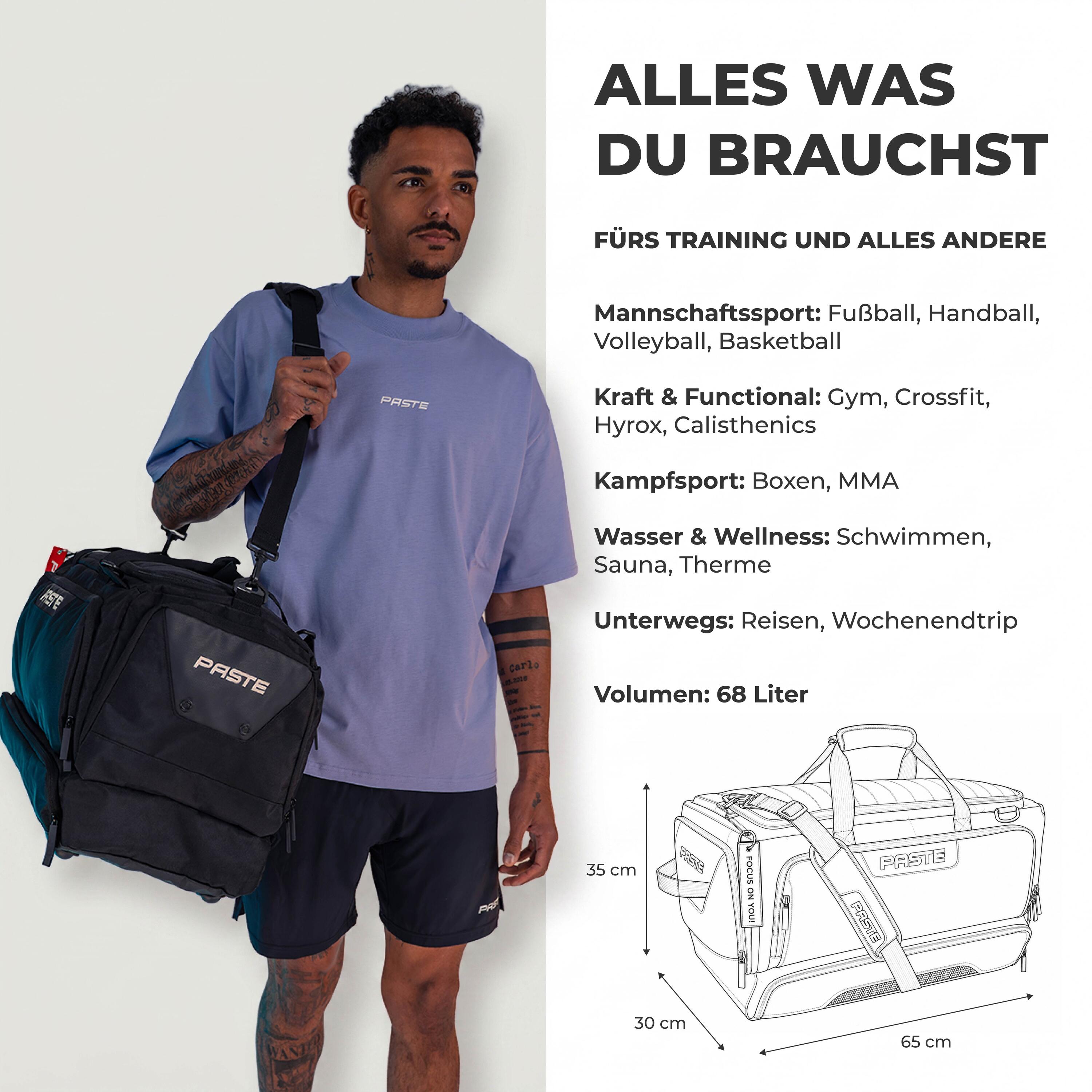 Sporttas ALL IN PRO 68L met rugzakfunctie, schoenenvak en koelvak 5/7