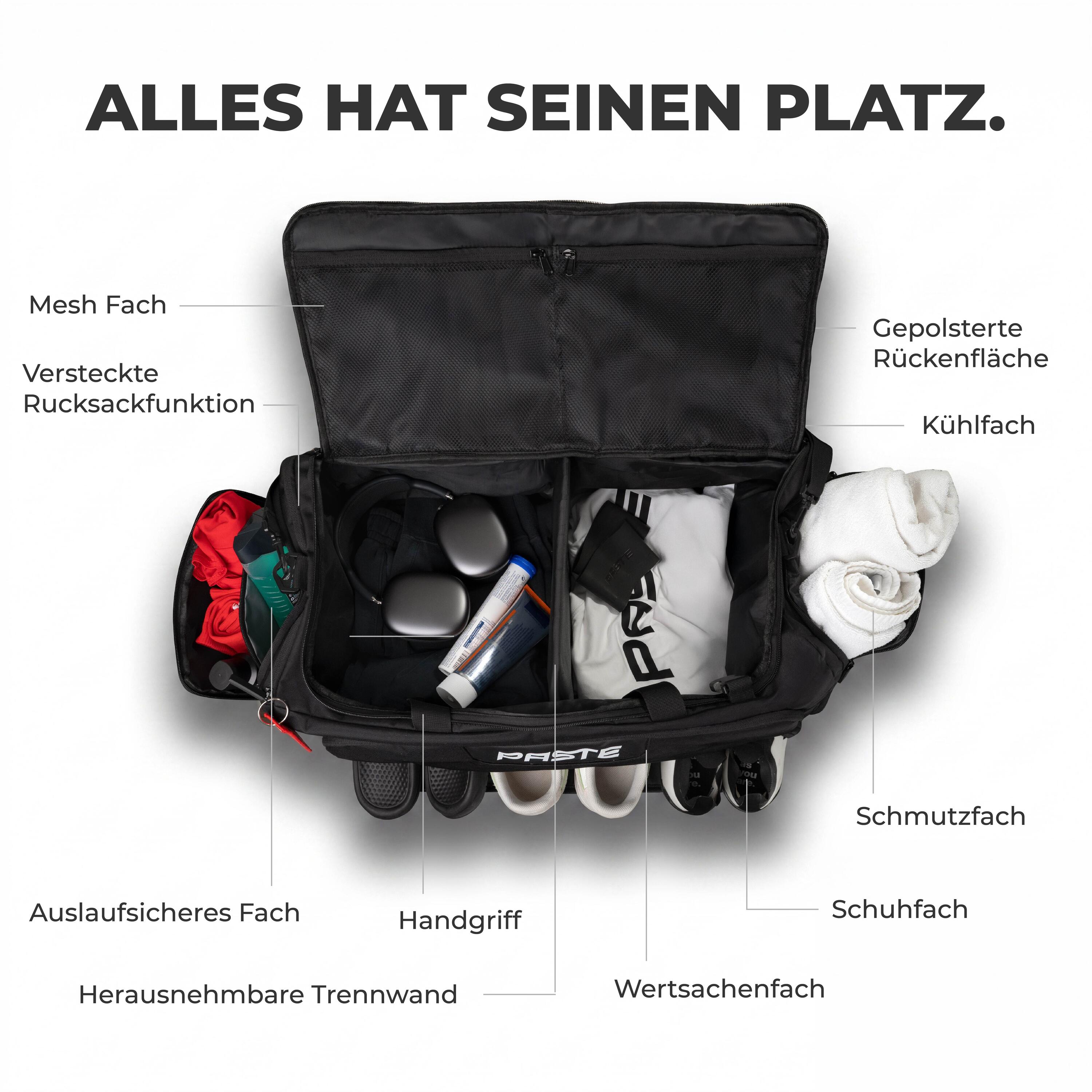 Sporttas ALL IN PRO 68L met rugzakfunctie, schoenenvak en koelvak 3/7