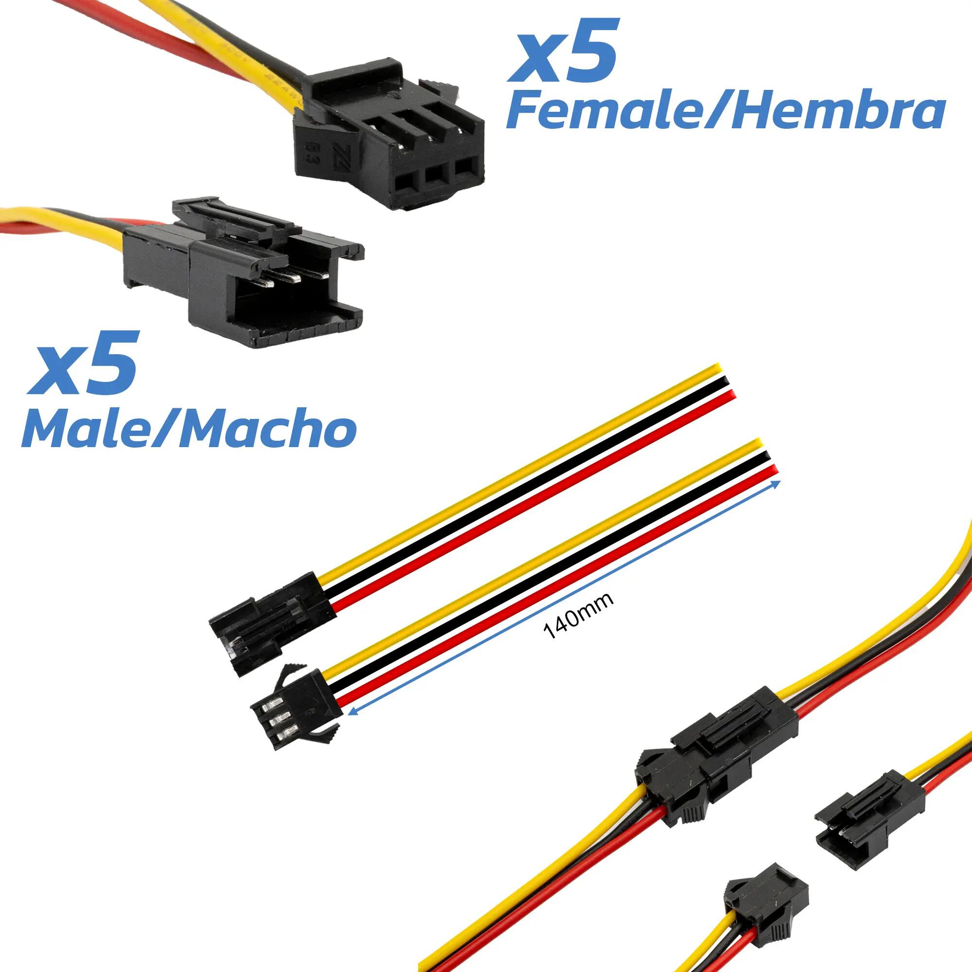 Conector con cable 22AWG SM 3 pin - 5F/5M 2/4