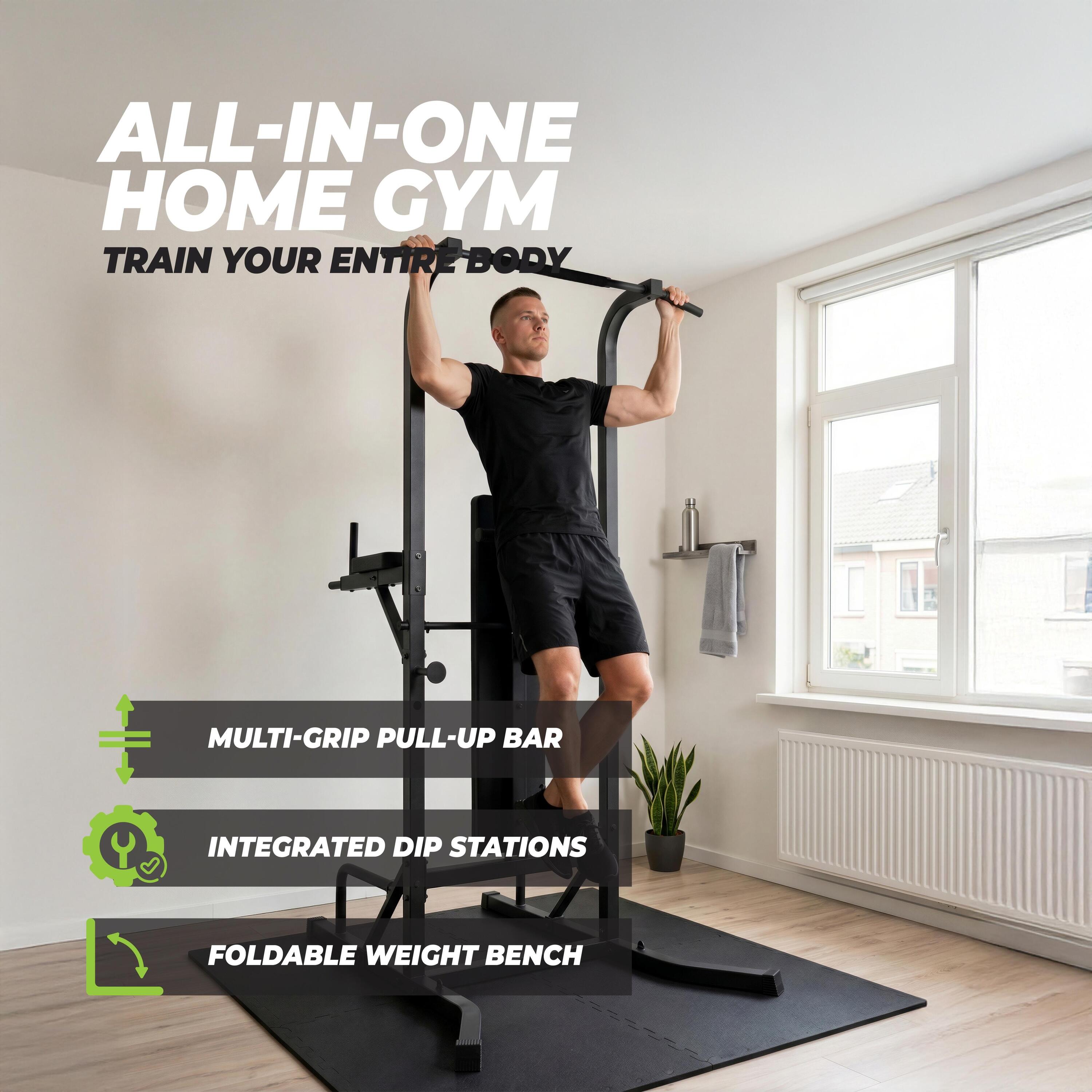 Power Tower Deluxe z ławką do ćwiczeń 3/7