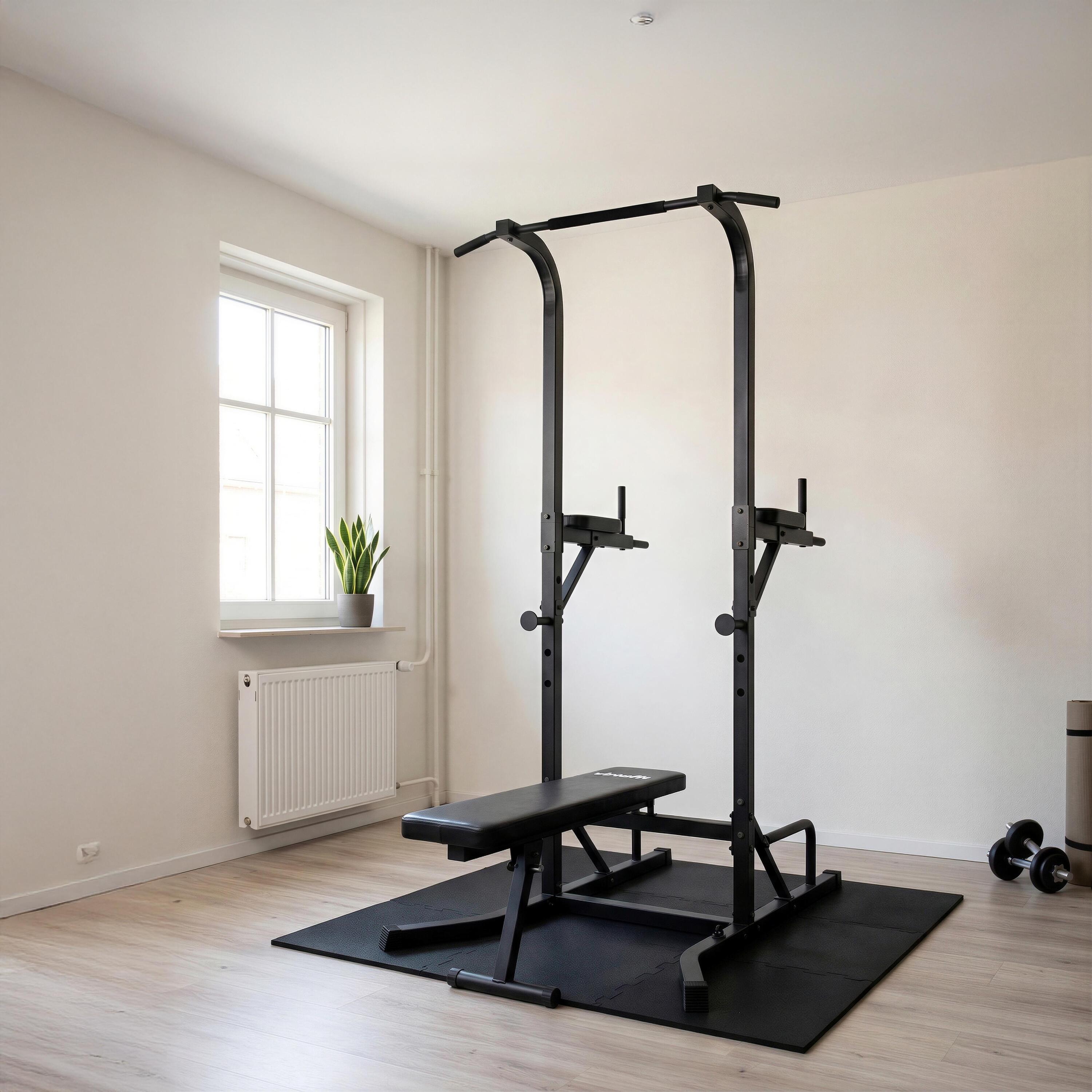 Power Tower Deluxe z ławką do ćwiczeń 2/7