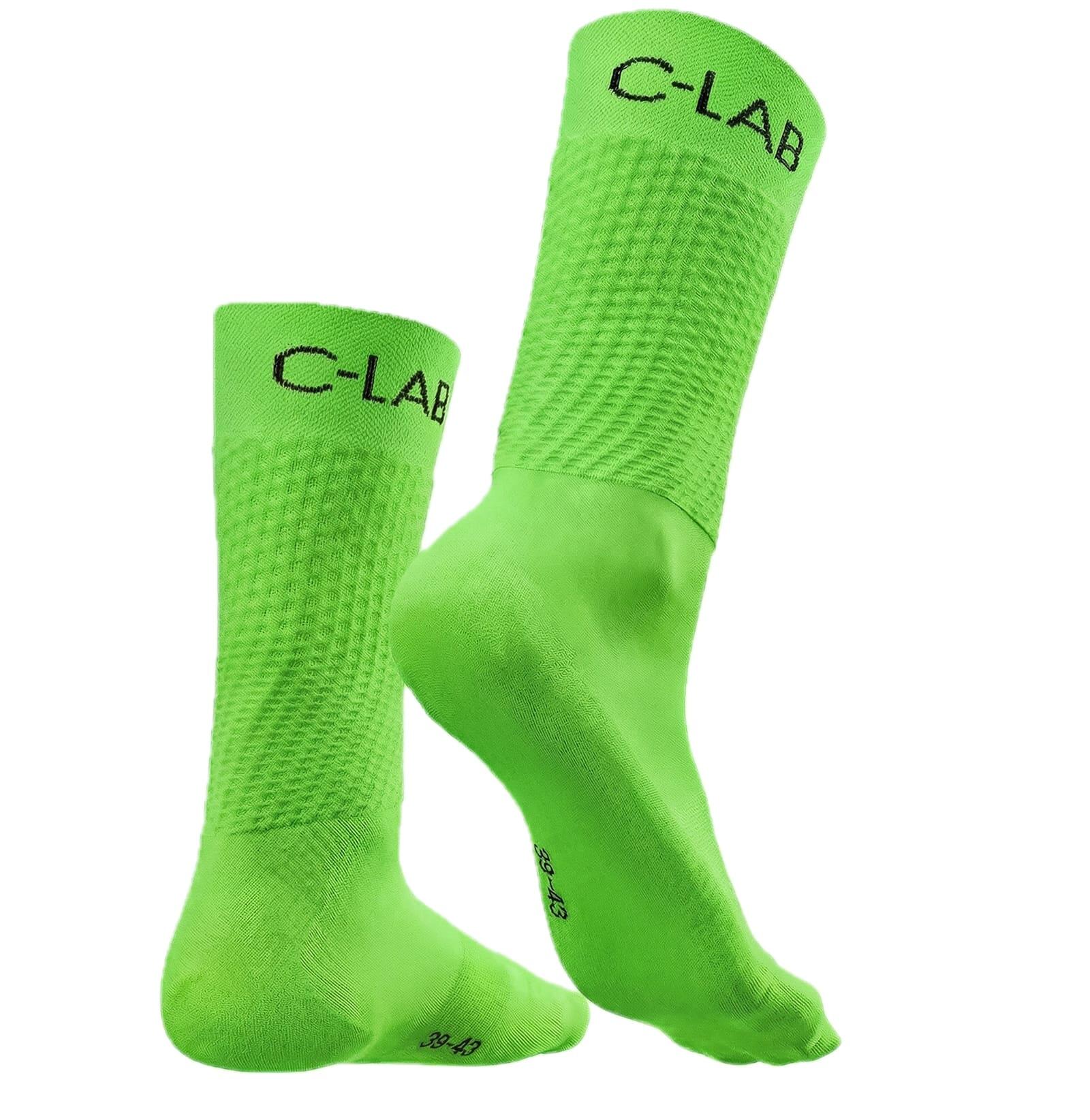 Calcetines de ciclismo/running transpirables – Verde neón 2/5