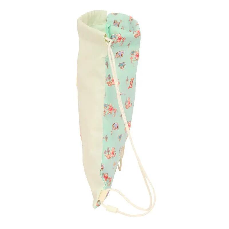 Saco de dormir infantil do Ursinho Pooh com cordões e bolso interno, verde-água 4/4