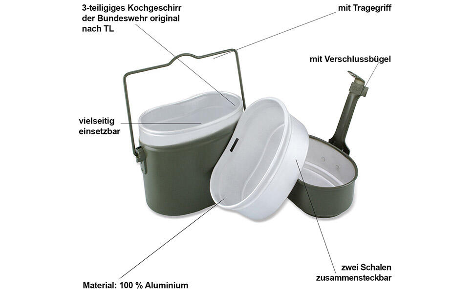 Camping-Kochgeschirr | Aluminium | Topf, Pfanne, Teller | 6 Kochgeschirr Sets 7/7