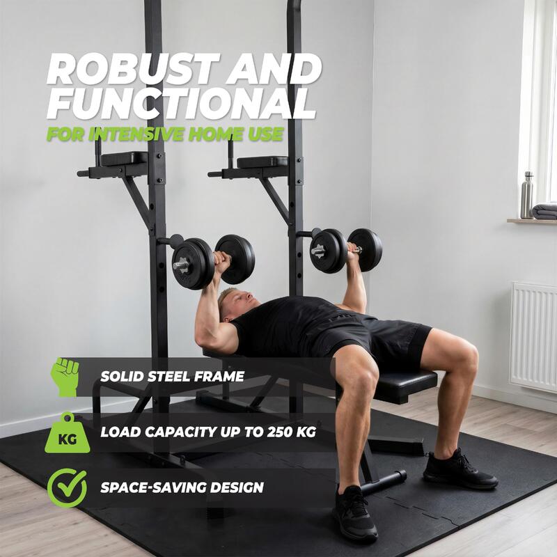 APARAT MULTIFUNCTIONAL VIRTUFIT POWER TOWER DELUXE CU BANCA FITNESS