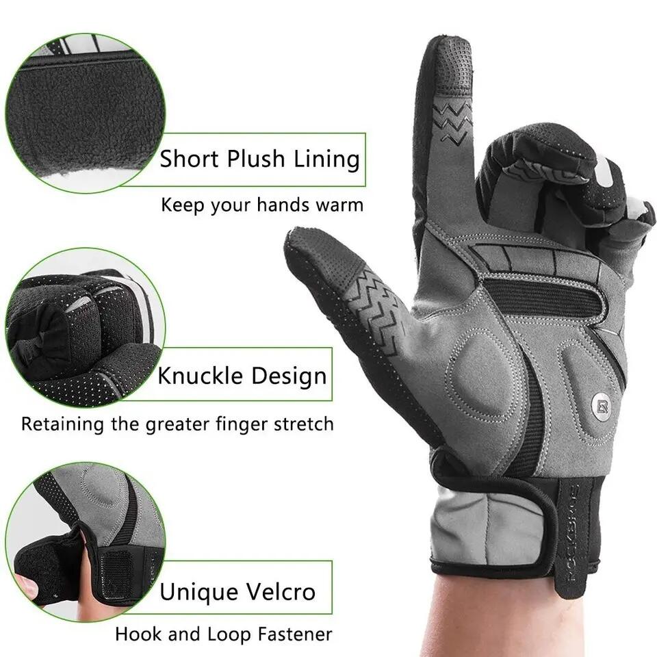 Gants de vélo complets d'hiver chauds avec écran tactile 5/6