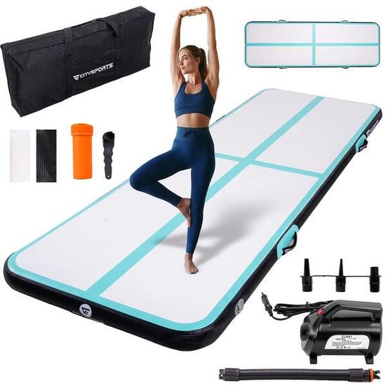 Tapis de gymnastique gonflable avec pompe électrique, Tapis d'air