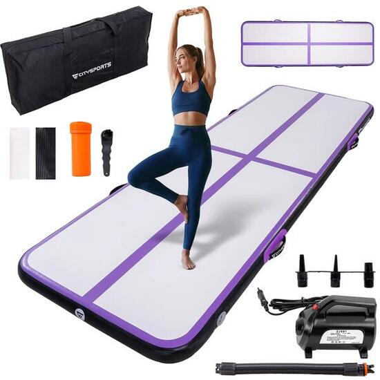 Tapis de gymnastique gonflable avec pompe électrique, Tapis d'air