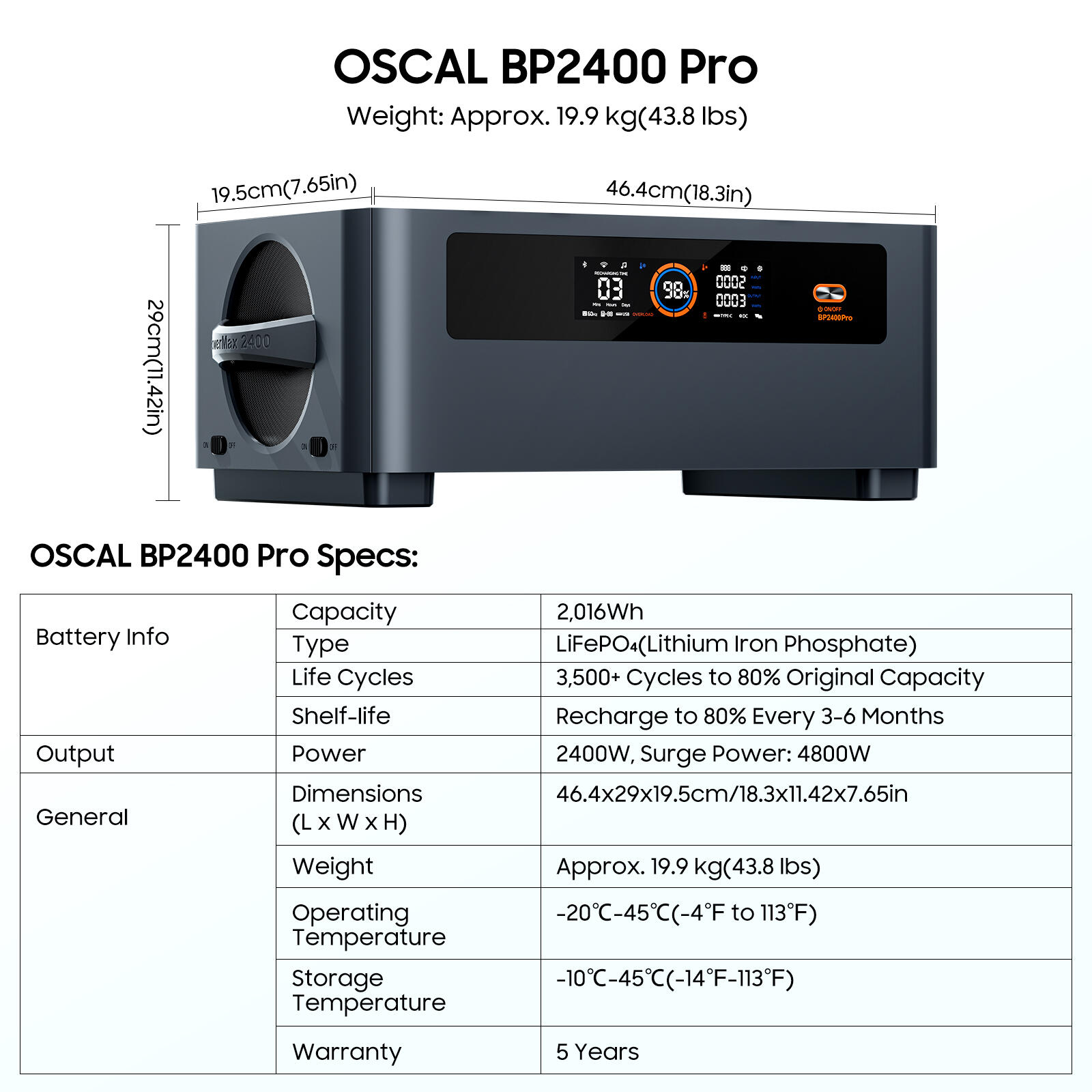 BP2400 Pro batterie supplémentaire pour PowerMax2400 Pro, pas autonome 10/10