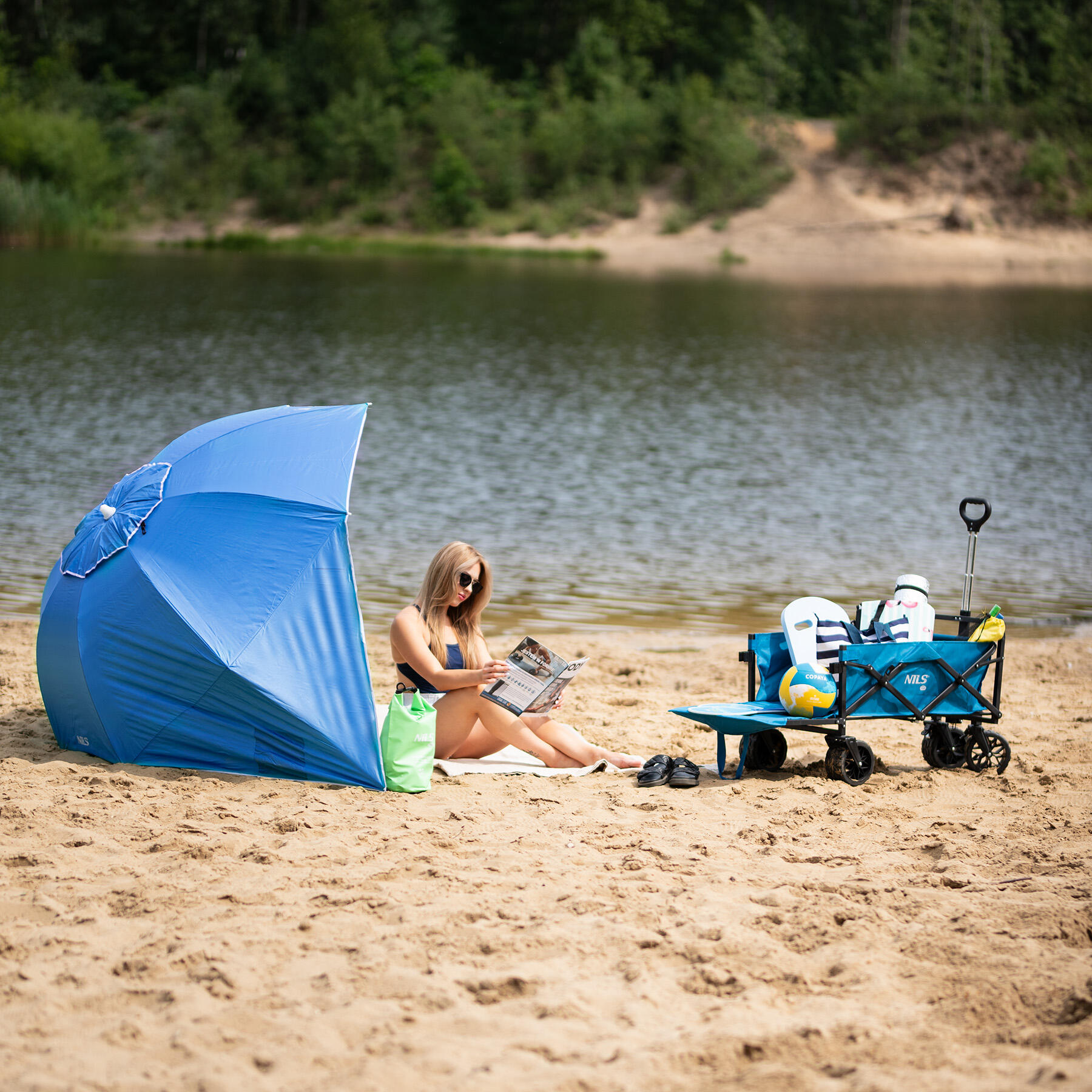 Parasol de plage SPF40+ avec parois latérales et Air-Vent NILS CAMP NC7822 2/6