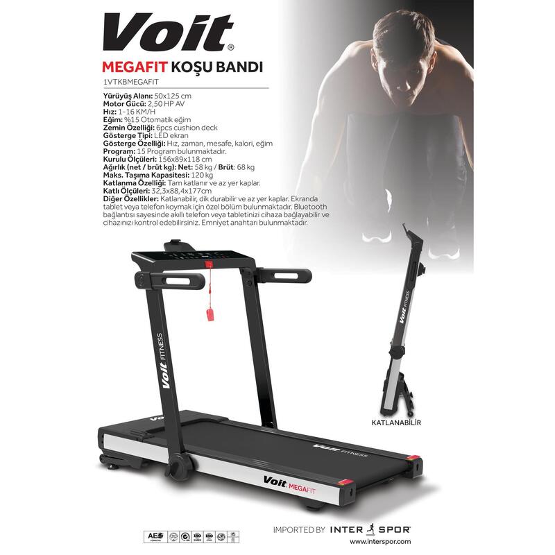 Voit Mega Fit Otomatik Eğimli 50x125 cm Geniş Bant Koşu Bandı
