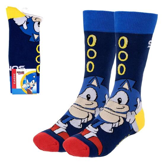 Chaussettes de sport Sonic pour adultes, en coton doux, bleues et rouges