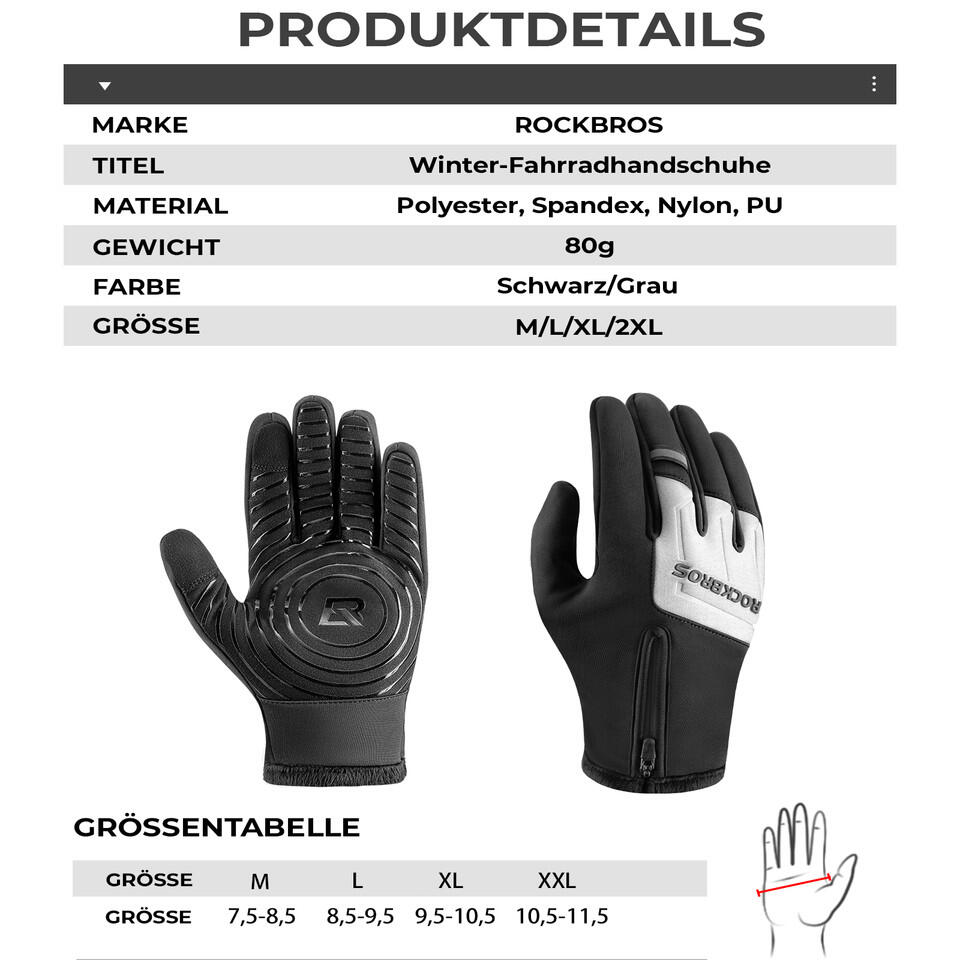 ROCKBROS Fahrradhandschuhe Winter Touchscreen 2/6
