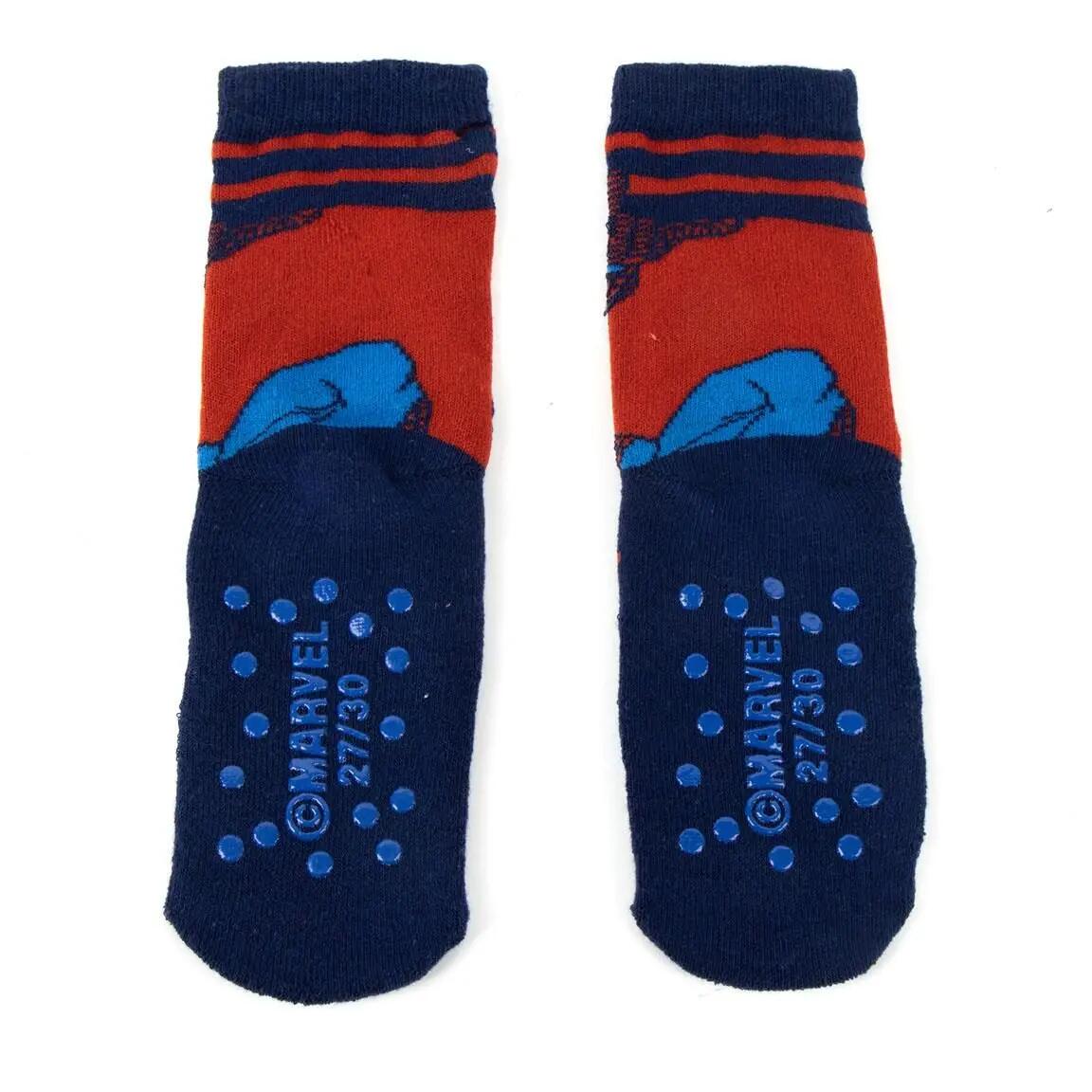 Chaussettes antidérapantes en coton Spiderman pour enfants, bleues et rouges 5/6