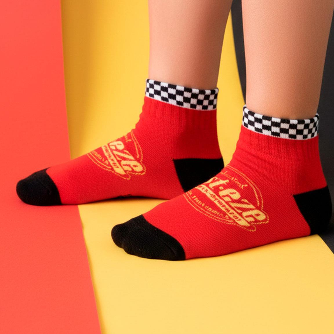 Pack de Calcetines Tobilleros Infantil Cars Suaves y Transpirables Rojo y Negro 6/7