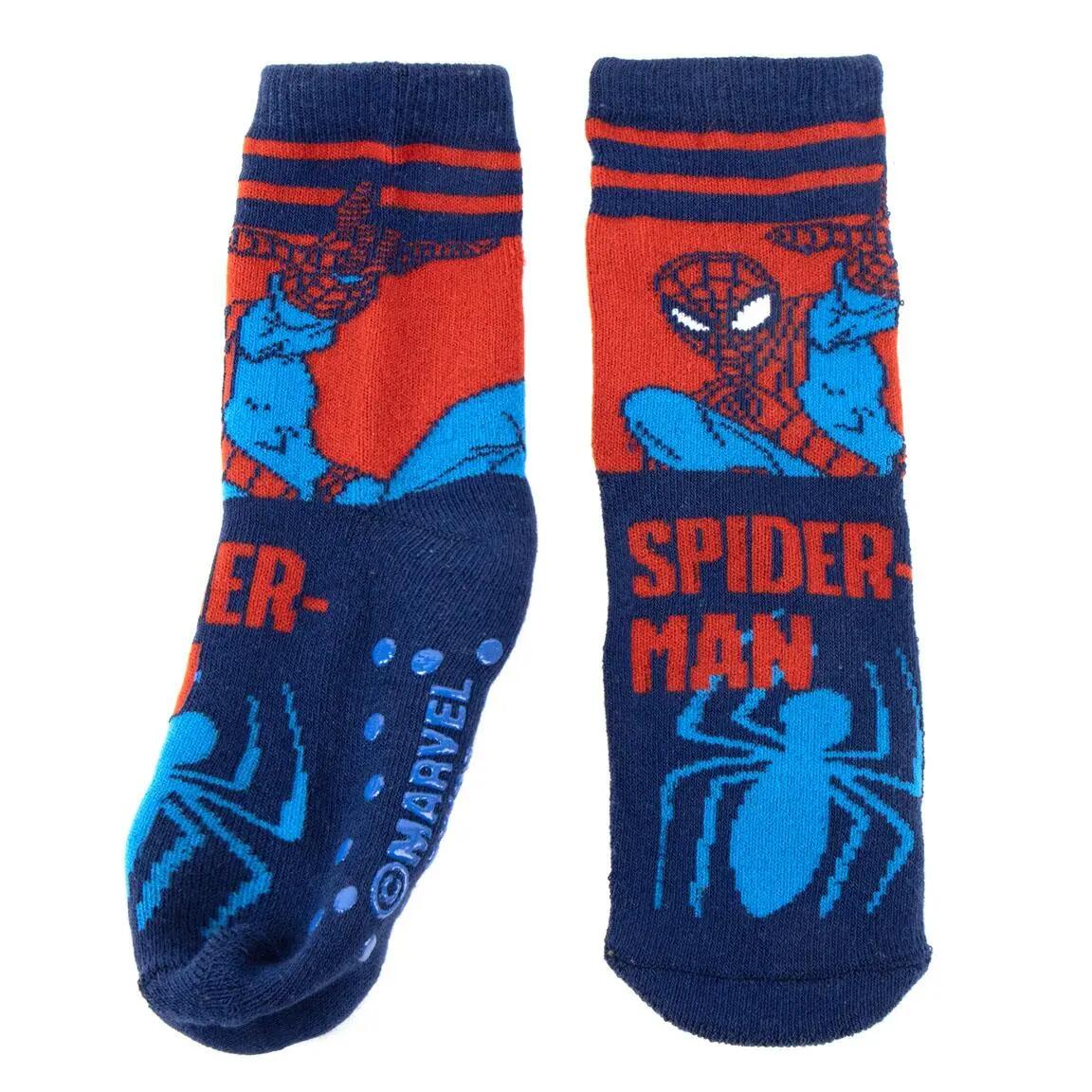 Chaussettes antidérapantes en coton Spiderman pour enfants, bleues et rouges 4/6