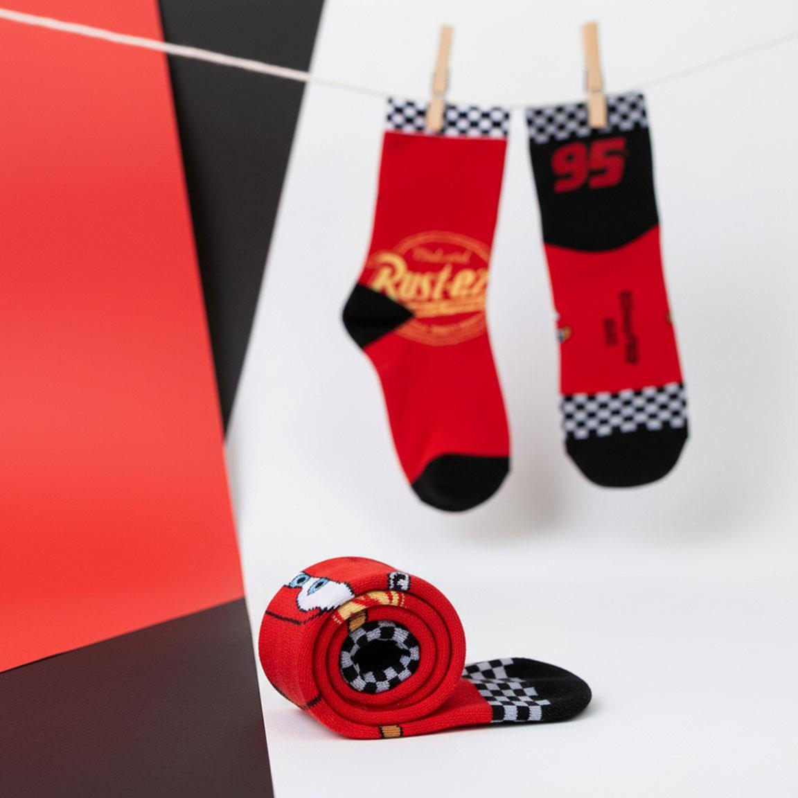 Pack de Calcetines Tobilleros Infantil Cars Suaves y Transpirables Rojo y Negro 4/7