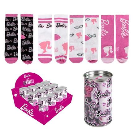 Lot de chaussettes Barbie en coton doux pour enfants, blanches et roses