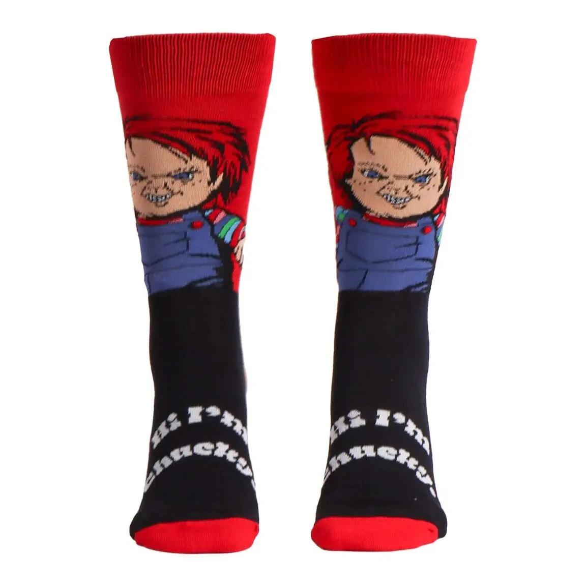 Calcetines Adultos Chucky de Algodón Suaves y Transpirables Rojo 3/4