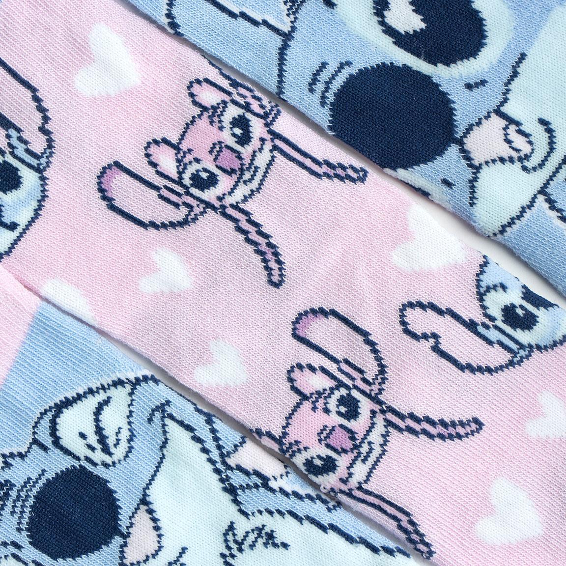 Lot de chaussettes Stitch en coton doux pour enfants - Bleu et rose 6/6