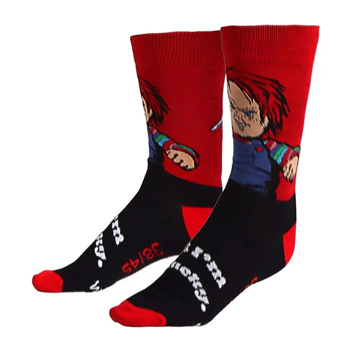 Calcetines Adultos Chucky de Algodón Suaves y Transpirables Rojo 2/4
