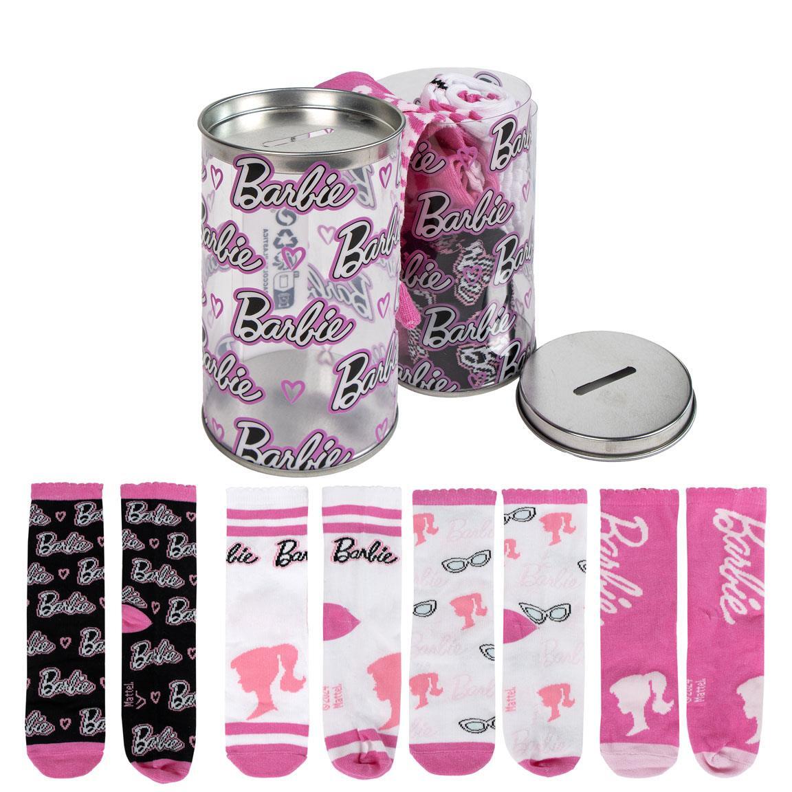 Lot de chaussettes Barbie en coton doux pour enfants, blanches et roses 6/6