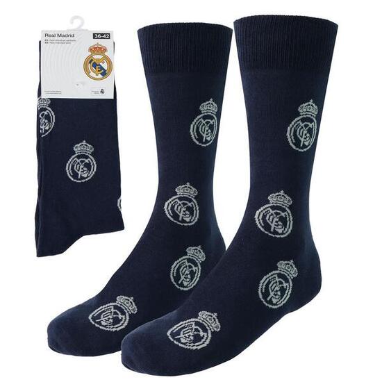 Chaussettes adultes Real Madrid, en coton doux et respirant, bleu marine