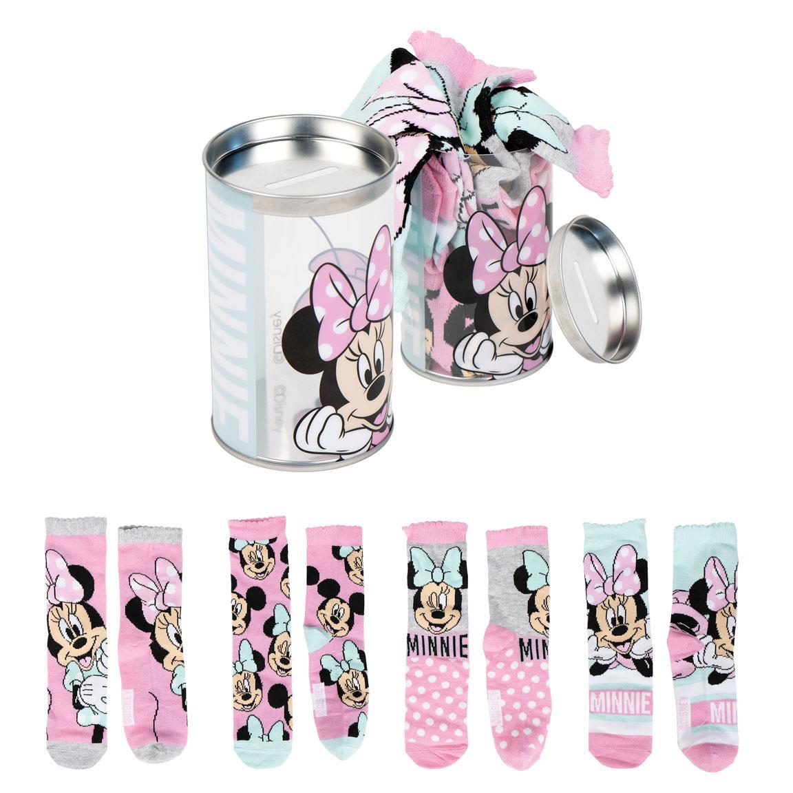 Pacote de meias infantis Minnie Mouse em algodão macio e respirável, rosa. 6/6