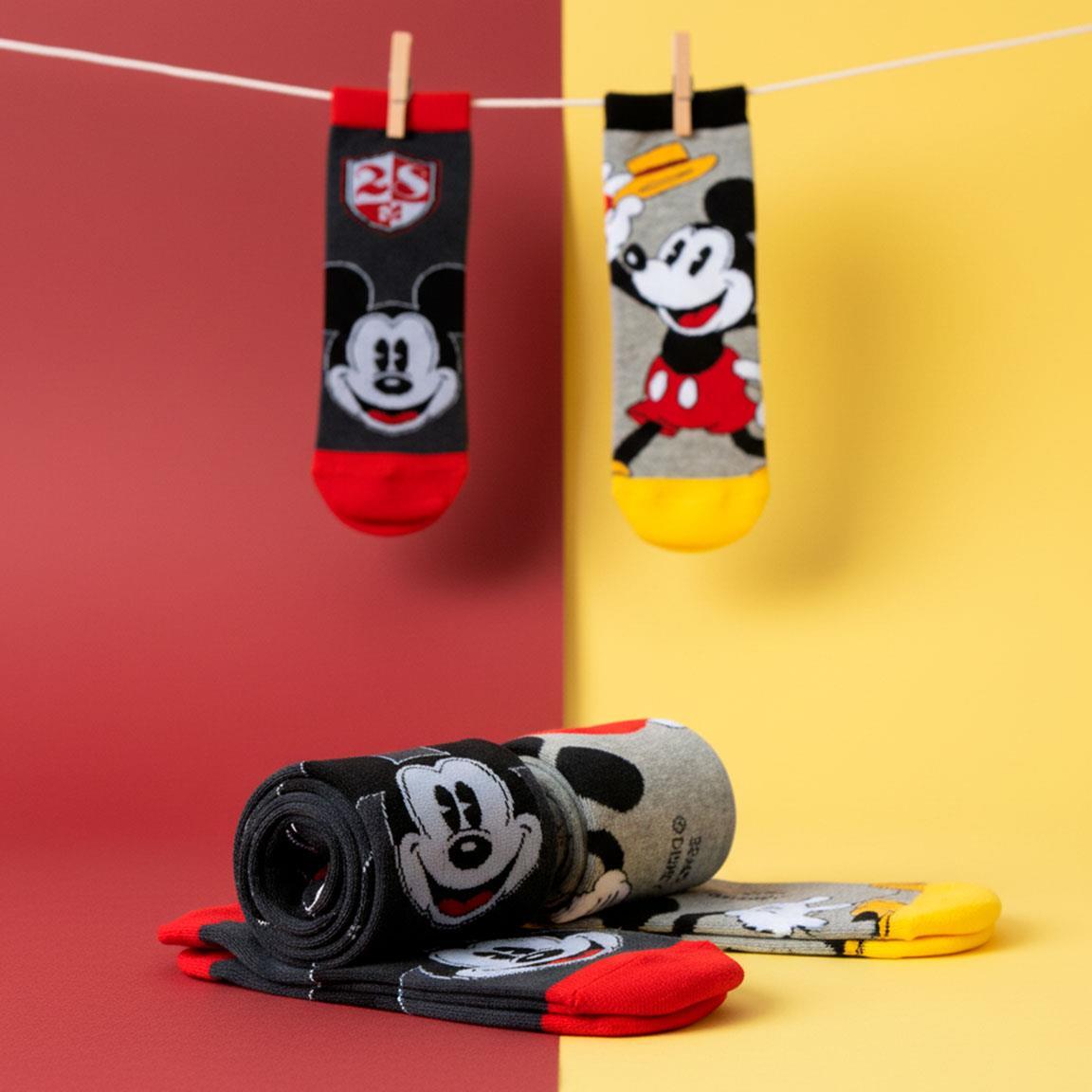 Pacote com meias infantis macias e respiráveis ​​do Mickey Mouse, cor cinza. 4/7