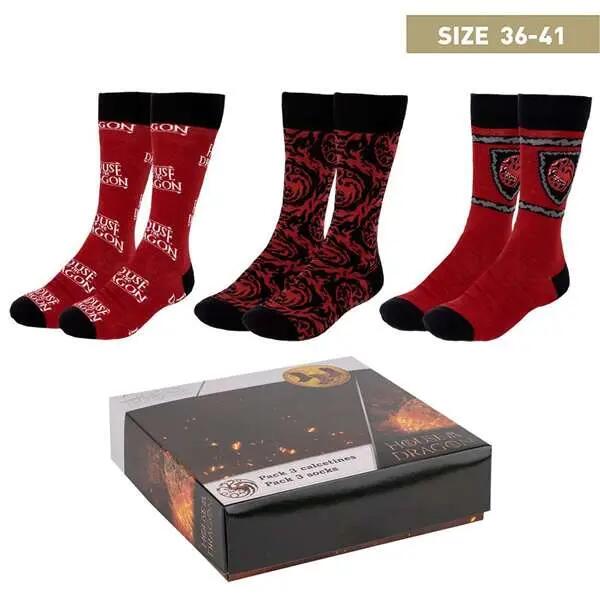 Confezione di calzini da adulto in morbido cotone House of Dragon, rossi 5/7