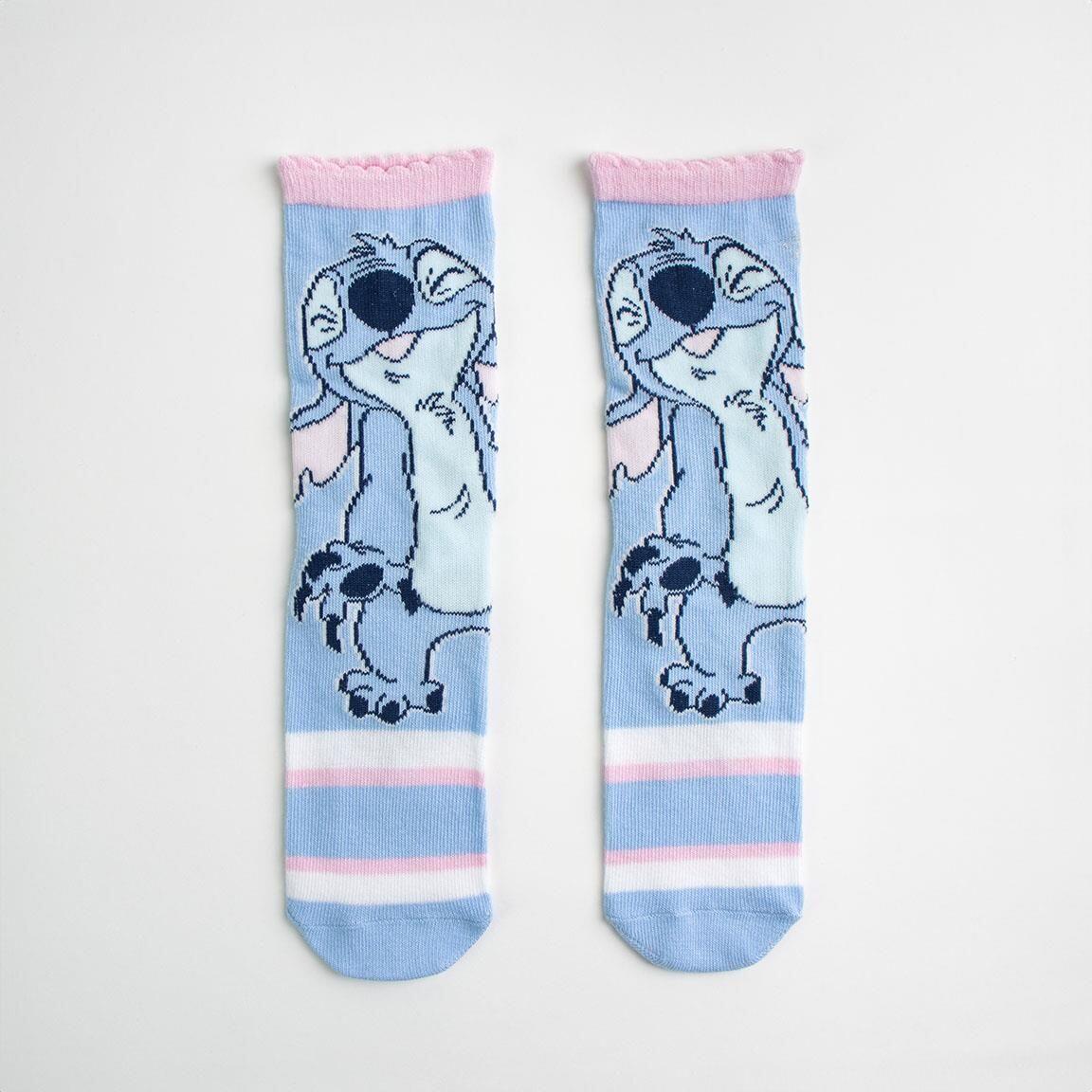Lot de chaussettes Stitch en coton doux pour enfants - Bleu et rose 4/6