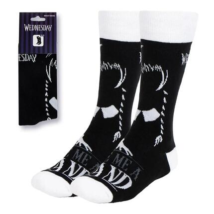 Chaussettes de sport pour adultes Wednesday, en coton doux, noires et blanches